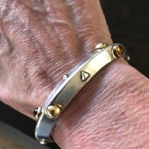 John Atencio Vintage Sterling Silver, 18k Gold & Semi-Precious Gemstone Bracelet